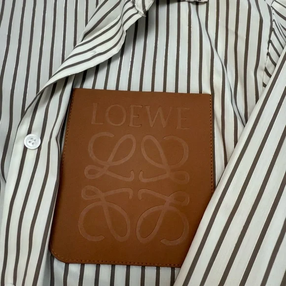 Loewe Brown and White Striped Button Down Shirt - Picture 3 of 6